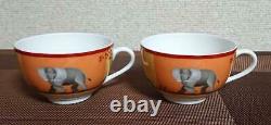 Hermes Porcelain Tea Cup Saucer Africa Orange Tableware set Animal Ornament New