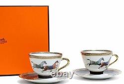 Hermes Porcelain Tea Cup Saucer Cheval d'Orient Horse Tableware 2 set New No, 4