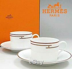 Hermes Porcelain Tea Cup Saucer Rythme Red 2 set Tableware Ornament Auth New