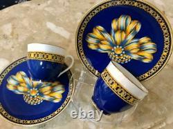 Hermes Porcelain Tea Cup & Saucer Set Cocarde de Soie 2 pieces