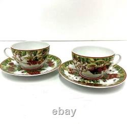 Hermes Pythagore Tea Cup Saucer Red Berry Tableware 2 set Coffee Cafe Auth New