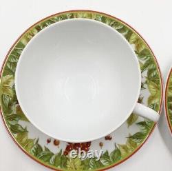 Hermes Pythagore Tea Cup Saucer Red Berry Tableware 2 set Coffee Cafe Auth New