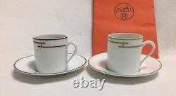 Hermes Rythm Demitasse Cup and Saucer 2 set red green porcelain tea coffee