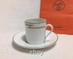 Hermes Rythm Demitasse Cup and Saucer 2 set red green porcelain tea coffee
