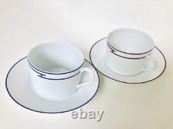 Hermes Rythme Tea Cup and Saucer 2 set blue red porcelain dinnerware coffee