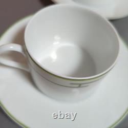 Hermes Rythme Tea Cup and Saucer 2 set green porcelain dinnerware coffee