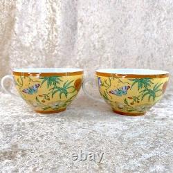 Hermes Siesta Morning Soup Cup Saucer Yellow Floral Tableware A Set of 2 withCase