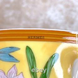 Hermes Siesta Morning Soup Cup Saucer Yellow Floral Tableware A Set of 2 withCase
