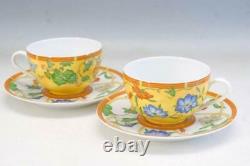 Hermes Siesta Tea Cup Saucer Tableware 2 set Yellow Floral Porcelain New Unused
