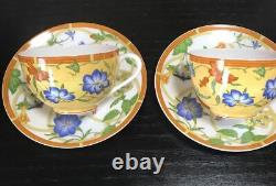Hermes Siesta Tea Cup Saucer Tableware 2 set Yellow Floral Porcelain New Unused