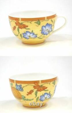 Hermes Siesta Tea Cup Saucer Tableware Yellow Floral 2 set Dinnerware New Coffee