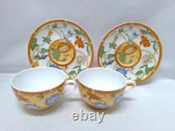 Hermes Siesta Tea Cup Saucer Tableware Yellow Floral 2 set Dinnerware New Unused