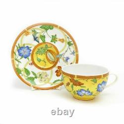 Hermes Siesta Tea Cup Saucer Tableware set Yellow Floral Porcelain Ornament New