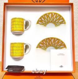 Hermes Soleil d'Hermes Coffee Cup and Saucer 2 set yellow porcelain tea Tracking