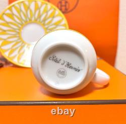 Hermes Soleil d'Hermes Coffee Cup and Saucer 2 set yellow porcelain tea Tracking