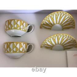 Hermes Soleil d'Hermes Tea Cup Saucer 2 set yellow porcelain coffee 200ml