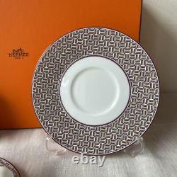 Hermes TIE Set Tea Cup & Saucer Pairs in Box with Flaw UNUSED from Japan B1