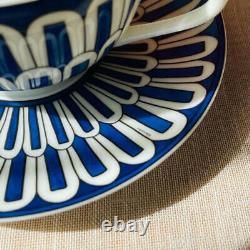 Hermes Tea Cup Saucer Bleus d'Ailleurs Blue Tableware 2 set Coffee Cafe Auth New