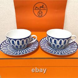 Hermes Tea Cup Saucer Bleus d'Ailleurs Blue Tableware 2 set Porcelain NEW