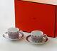 Hermes Tea Cup Saucer H Deco Tableware 2 set Coffee Cafe Auth New Box Rouge Red