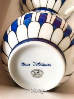 Hermes Tea Cup Saucer Pair 2 Set Bleus d'Ailleurs Tableware 200ml Blue White