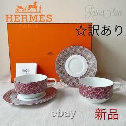 Hermes Thailand Set Fuchsia Teacup Saucer