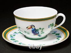 Hermes Toucans Tea Cup Saucer Tableware 2 set Dinnerware Coffee Cafe Auth New