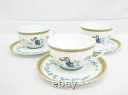 Hermes Toucans Tea Cup and Saucer Set of 3