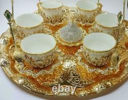 Home Turkish Kitchen Espresso Tea Set Special Presentation with Golden Tray