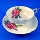 Huge Pink Rose on Peachy Pink Background Paragon Tea Cup and Saucer Set