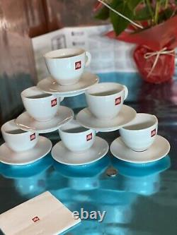 Illy Cappuccino/Latte Coffee Cups & Saucers x 6 (set) 350ml / Thick Walled