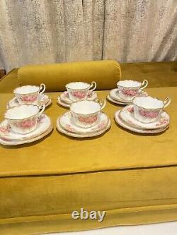 Imperial Tea Set Pink Roses 6 Trios, Rare And Could Be Antique