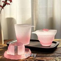 Japanese Style First Snow Gradient Green Pink Lady Frosted Small Tea Cups Glass