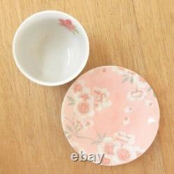 Japanese Tea Cup & Saucer Sakura Flower Pink 5 Set Decorative Porcelain Mino