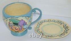 Jim Shore Disney Alice In Wonderland Planter Set Excellent Rare Tea Pot Cup