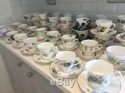 Job Lot 52 Vintage China Tea Cups & Saucers Large 104-Piece Mismatch Tea Set