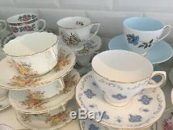 Job Lot 52 Vintage China Tea Cups & Saucers Large 104-Piece Mismatch Tea Set