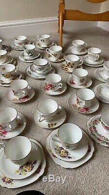 Job lot 54 vintage tea cups and saucer trio sets