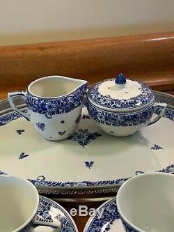 Koninklijke Porceleyne Fles Delft Blue Flow Ware Tea Set & Tray 5 Cups 2 Teapots