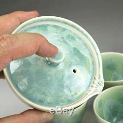 Kyusu Yunomi Yusamashi Kyo Kiyomizu yaki Japanese Sencha tea cup pot set crystal