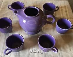 LILAC Fiestaware, Teapot (no lid) and 6 Tea Cups Set Fiesta, purple SHIPS FREE