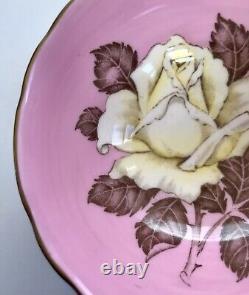 Large White Cabbage Roses Candy Pink Paragon Tea Cup Saucer Set Double Warrant