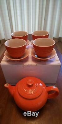 Le Creuset Kitchen Limited Tea pot set Cup Saucer Orange