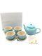 Le Creuset Tea Set Teapot & Cup & Saucer Boxed Blue 5-Piece Set NEW from Japan