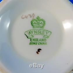Light Blue Signed D. Jones Fruit Painted Aynsley Tea Cup and Saucer Set