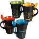 Livivo 4 X Coffee Mug W Spoon Tea Set Drink Latte Cups Ceramic Kitchen Espresso