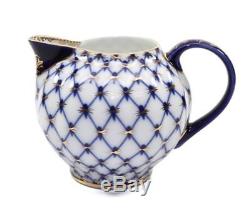 Lomonosov Design 17-pc Russian Cobalt Blue Net Tea Cup Set, Saint Petersburg 24K