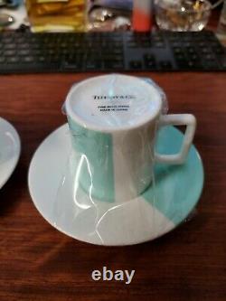 Lot of 2 Tiffany & Co Color Block Tea Cup & Saucer Fine Bone China #28705 Japan