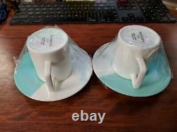 Lot of 2 Tiffany & Co Color Block Tea Cup & Saucer Fine Bone China #28705 Japan