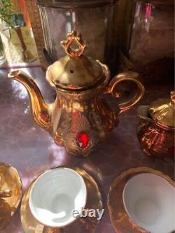 Luxurious Arabic coffee cup set, 6 coffee cups and 2 jugs and a sugar/tea box